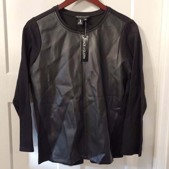 BNWT Peace of Cloth Robyn Long Sleeve Crew - Mixed Media Top Sz Small - Picture 2 of 7